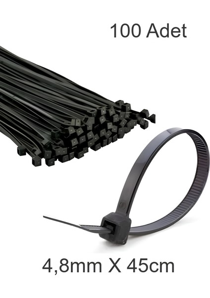 Siyah Plastik Cırt Kelepçe 4.8MM-45CM Kablo Bağı Elektrik Kablosu 100 Adet fiyatları