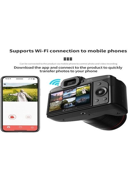 4K Dijital Kamera Wifi Dijital Video Kamera 64MP Gece Görüşü Dahili Pil Siyah Siyah indirimleri