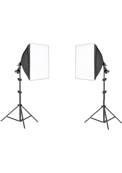 4 Duylu Softbox (2 Adet) + 2 M Işık Ayağı +8 Adet LED Lamba