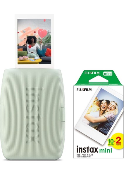 Instax Mini Link 3 Yeşil Akıllı Telefon Yazıcısı ve 20'li Mini Film