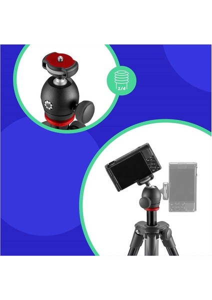 Kompakt Işık Kiti, Kamera/akıllı Telefon Tripodu, Küre Başlıklı, Evrensel Akıllı Telefon Kelepçesi ve Taşıma Çantası, Csc, Dslr, Aynasız, Cep Telefonu, Siyah, Fotoğraf, Video, Vlogging Için fiyatları