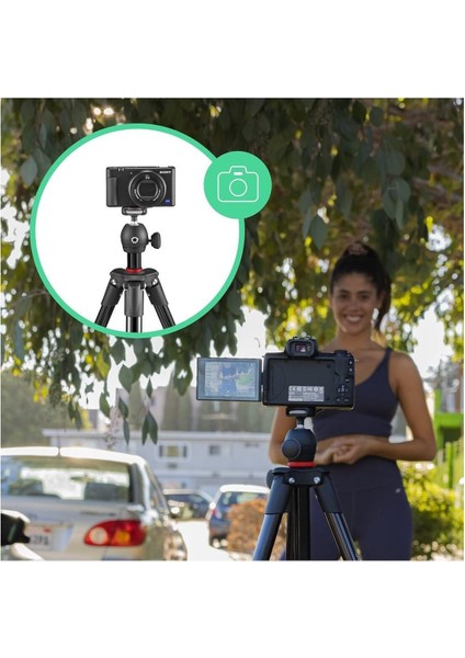 Kompakt Işık Kiti, Kamera/akıllı Telefon Tripodu, Küre Başlıklı, Evrensel Akıllı Telefon Kelepçesi ve Taşıma Çantası, Csc, Dslr, Aynasız, Cep Telefonu, Siyah, Fotoğraf, Video, Vlogging Için modelleri