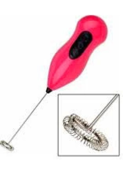 Pilli Renkli Süt ve Kahve Köpürtücü - Karıştırıcı Mini Mikser (4887)