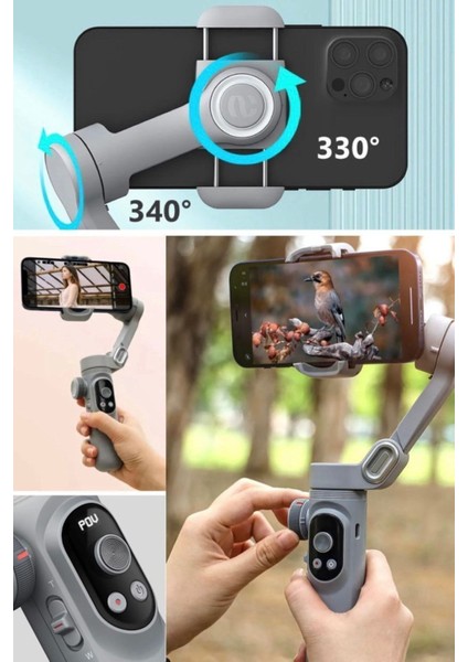 Akıllı Telefon Gimbalı Sabitleyici Hafif Katlanabilir Telefon Tracker Hareket Anti-Shake Joystick modelleri