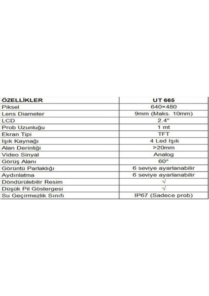 Ut 665 Boroskop Yılan Kamera Ub fiyatları