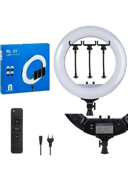 Ring Light-21 LED Rl-21 Inç 220V Girişli 3 Adet Telefon Tutacaklı Uzaktan Kumandalı Selfi Işığı fiyatları