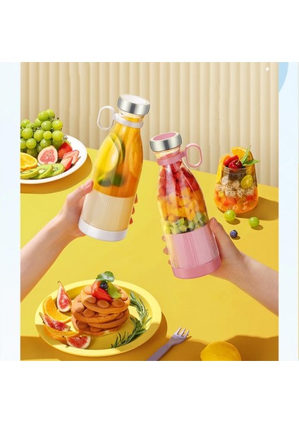Taşınabilir Blender, Taşınabilir Mini Hızlı Blender 350ML Meyve Sıkacağı Kupası, Kablosuz Şarjlı, Smoothie Milkshake Suyu Bebek Maması Için 4 Bıçaklı (4887)