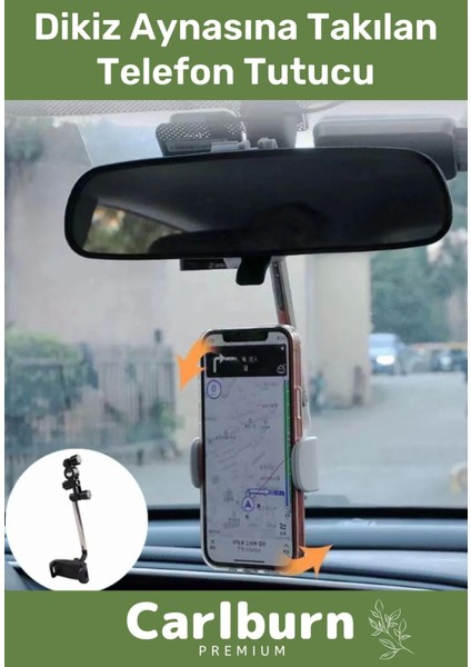 Özel Üretim 360 Derece Dönebilen Ayarlanabilir Hızlı Sökülebilen Dikiz Aynaya Takılan Telefon Tutucu
