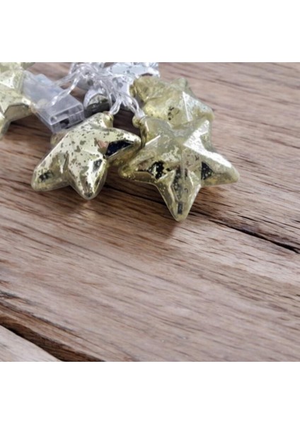 LED Işıklı Pilli Gold Silver Renkli Eskitme 10'lu 3D Yıldız LED Şerit fiyatları