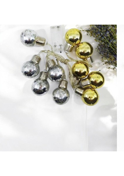 LED Işıklı Gold Silver Eskitme 10'lu 3D Ampul LED Şerit fiyatları