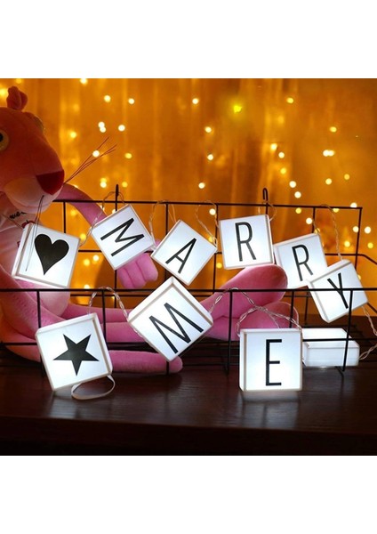 10&amp;apos;lu Lightbox Işıklı Harf Mesaj Panosu Dekoratif Harf Işık Zinciri (4887)