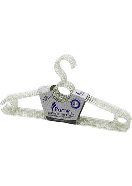 6 Parça Boncuk Kristal Elbise Askı (4887)