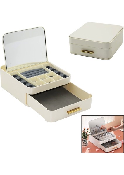 ÇEK-BIRAK=AÇ-KAPA20X22 - Y:8.5cmaynalı Takı Organizer Çekmece+1 Kat-10 Bölme (4887)