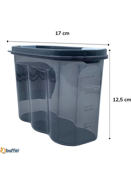 2 Kapaklı Ölçekli Erzak Saklama Kabı - 1,2 Litre - SA930 (4887)