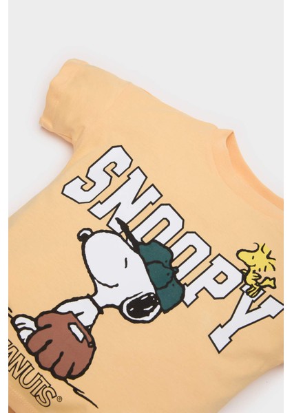 Erkek Bebek Snoopy 2'li Takım Kısa Kollu Tişört Beli Lastikli Şort E6920A525SM