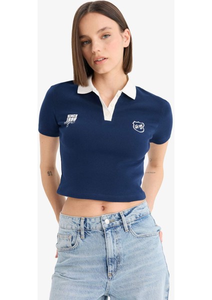 Coool Fitted Polo Yaka Baskılı Ribana Kısa Kollu Tişört E7838AX25SM modelleri