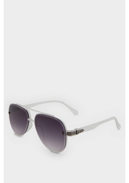 Erkek Oval Plastik Şeffaf Çerçeve Şeffaf Cam UV Güneş Gözlüğü F0574AXNS fiyatları