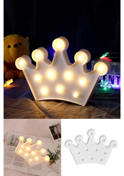 3D Dekoratif Pilli Kraliçe Tacı Model LED Masa ve Gece Lambası (4887)