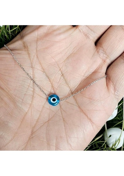 8 mm Cam Nazar Boncuğu Gümüş Kolye 925 Ayar Nazar Boncuğu Gümüş Kolye fiyatları