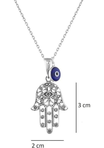 Cam Nazar Boncuklu Fatma Ana Eli (Hamsa) 925 Ayar Gümüş Kolye fiyatları