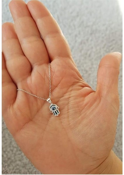 Şeffaf Açık Renk Mavi Göz Nazar Boncuğu Ufak Hamsa Kolye 925 Ayar Gümüş Nazar Boncuğu Kolye fiyatları