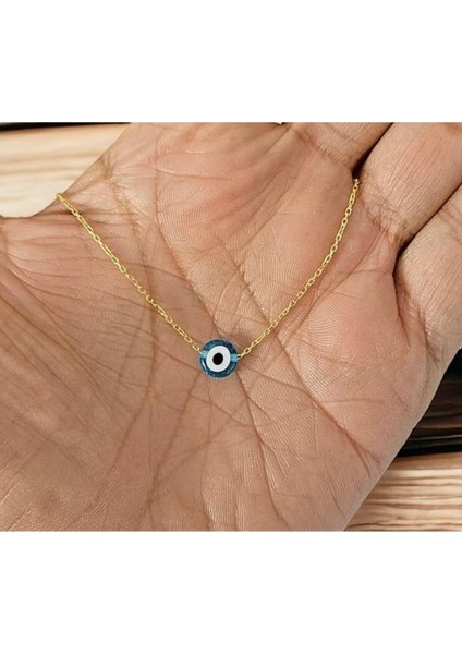 8 mm Cam Nazar Boncuğu Gümüş Kolye 925 Ayar Nazar Boncuğu Gümüş Kolye modelleri
