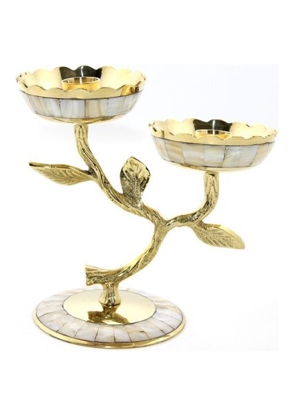 Pirinç Sedefli 2'li Şamdan