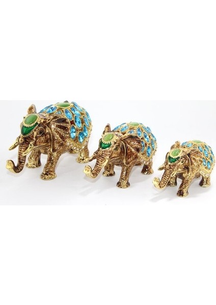Swarovski Taşlı 3'lü Fil Figürü Model 2