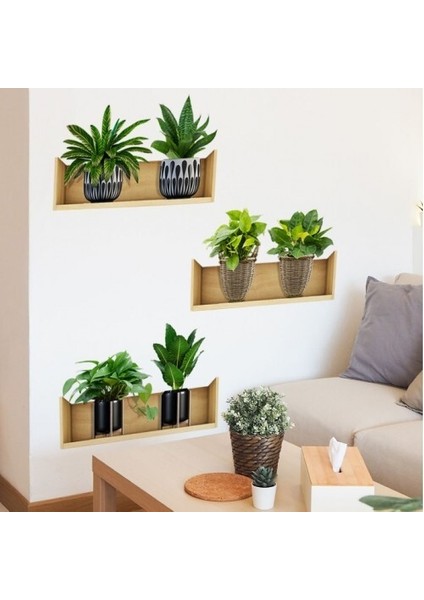 Raflı Bitki Tasarımlı Yapışkanlı Sticker 20*30 cm 3lü Set modelleri