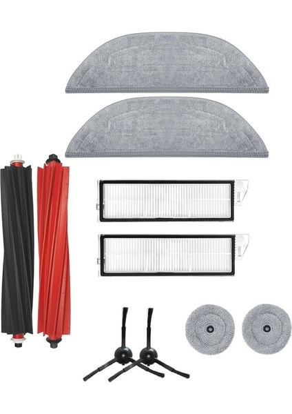 Roborock S8 Maxv Ultra Uyumlu 1ADET Ana Fırça 2 Adet Filtre 2 Adet Siyah Yan Fırça 2 Mop 2 Yan Mop