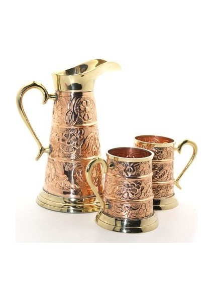 Pirinç 2 Bardaklı Sürahi Seti