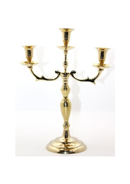 Pirinç 3'lü Şamdan Model 2