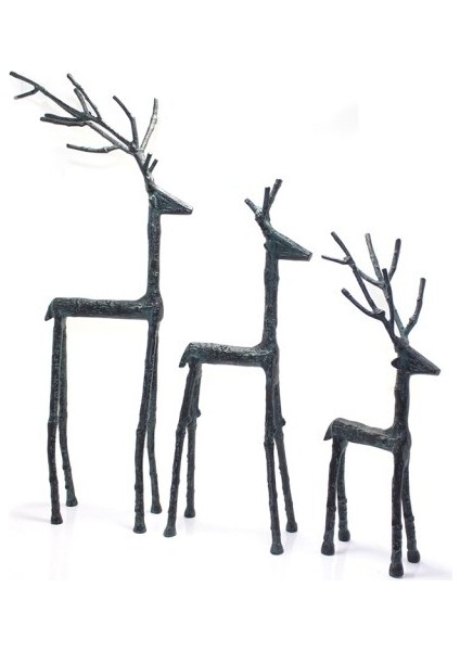 Metal 3'lü Geyik Seti