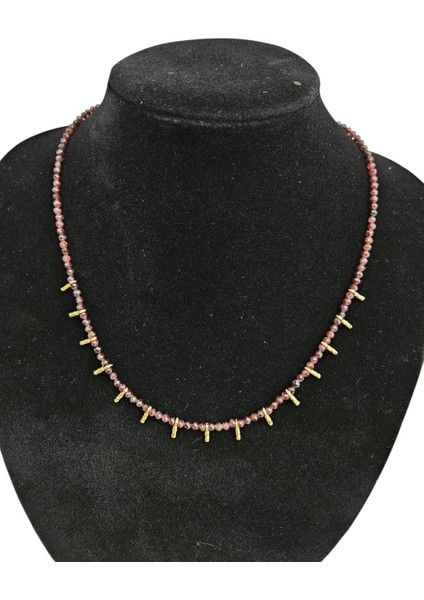 Lal Taşı (Garnet) Kolye | Zarif 925 Ayar Gümüş & Altın Kaplama Charm'lı | Kadınlar İçin Doğal Taşlı Boncuklu Takı, Mükemmel Hediye fırsatları