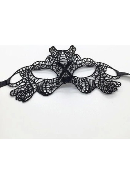 Siyah Renk Dantel Işlemeli Parti Maskesi Model 2 (4887)