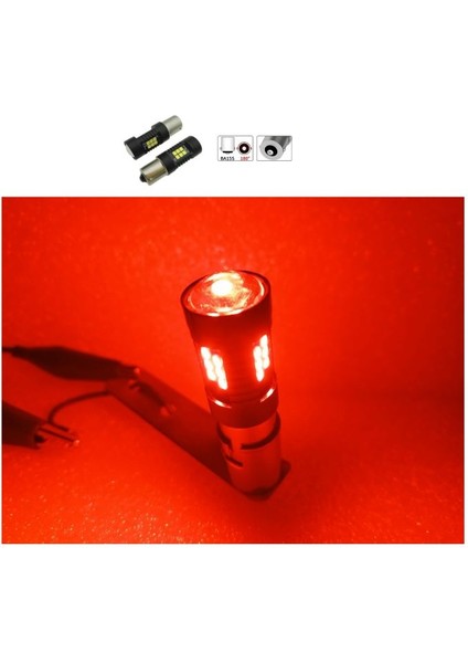 ( 2 x Adet ) 1 Takım LED 93 21W Sinyal Ampul 24V Mercekli Red ( 93 Mercek LED Kırmızı )