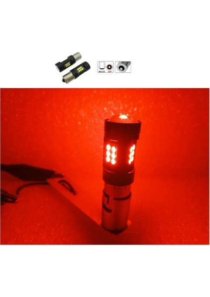 ( 2 x Adet ) 1 Takım LED 93 21W Sinyal Ampul 24V Mercekli Red ( 93 Mercek LED Kırmızı )
