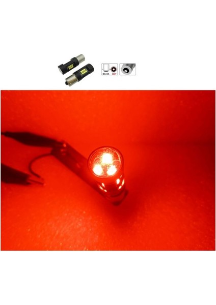 ( 2 x Adet ) 1 Takım LED 93 21W Sinyal Ampul 24V Mercekli Red ( 93 Mercek LED Kırmızı )