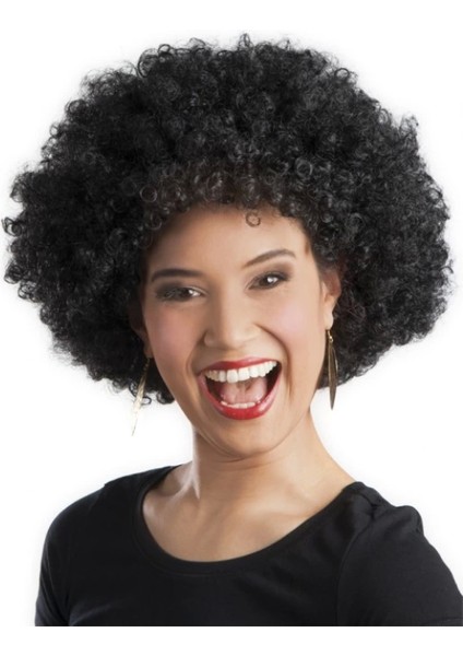 Siyah Renk Kıvırcık Afro Bonus Peruk Parti Peruğu (4887)