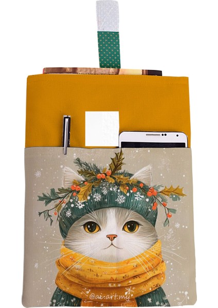 Desenli Yıkanabilir Cepli Kitap Kılıfı 20 x 25 cm Çok Amaçlı Çanta Book Cover