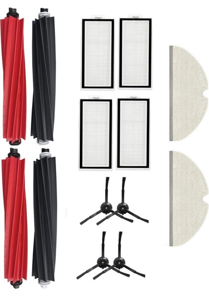 Roborock Q8 Max+ Uyumlu 2 Adet Ana Fırça 4 Adet Filtre 4 Adet Siyah Yan Fırça 2 Adet Mop