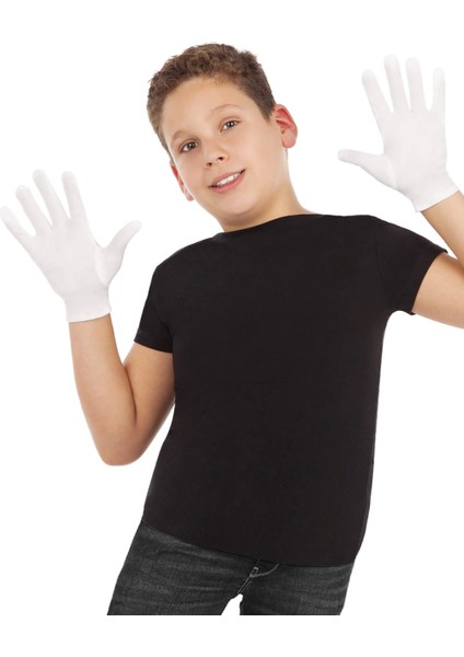 Beyaz Renk Çocuk Boy Likralı Pandomim Eldiveni (4887) modelleri