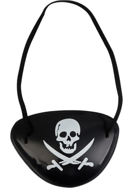 Siyah Renk Kuru Kafa Baskılı Plastik Korsan Göz Maskesi Korsan Göz Bandı (4887)