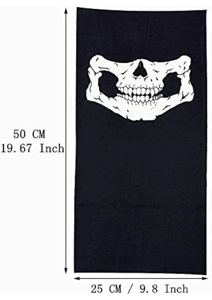 Siyah Renk Dikişsiz Çok Fonksiyonlu Çene Kafatası Yüz Maskesi Baf Buff Bandana Boyunluk Bileklik (4887)