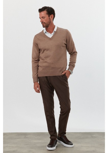 Erkek Standart Fit Normal Kesim V Yaka Triko Kazak modelleri