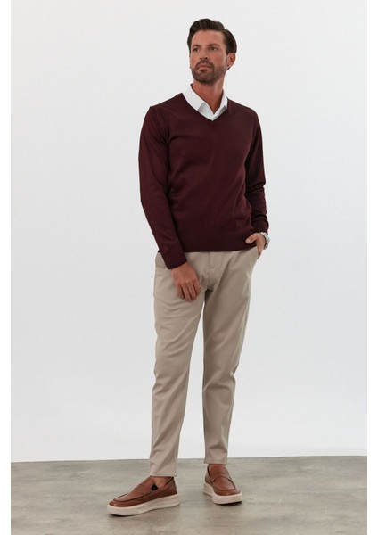 Erkek Standart Fit Normal Kesim V Yaka Triko Kazak modelleri