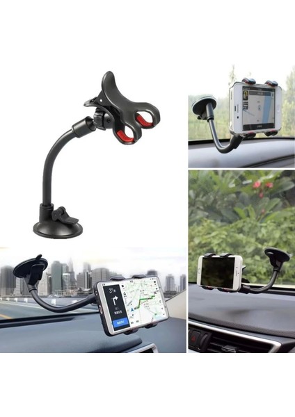 Akrobat Cama Sabitlenen Güçlü Vakumlu 360 Derece Dönen Tüm Modellere Uyan Oto Telefon Tutucu (4887)
