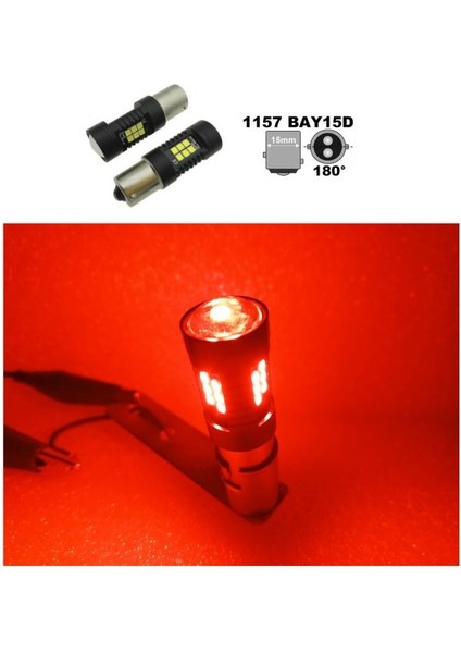 ( 2 x Adet ) 1 Takım LED 1176 21/5W Çiftduy Ampul 24V Mercekli Red ( 1176 Mercek LED Kırmızı )