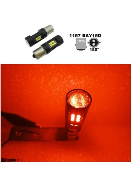 ( 2 x Adet ) 1 Takım LED 1176 21/5W Çiftduy Ampul 24V Mercekli Red ( 1176 Mercek LED Kırmızı )
