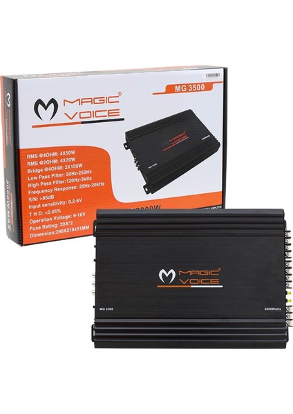 Magicvoice MG-3500 4 Kanal Max 3000 Watt Oto Anfi (4887)